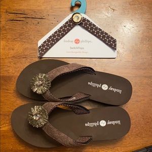 Lindsay Phillips Wedge Switchflops - Brown, Size 9